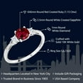 thumbnail image 2 of Gem Stone King 10K White Gold Red Created Ruby White Created Sapphire and White Diamond Accent 3-Stone Engagement Ring for Women (1.15 Cttw, Round 6MM, Gemstone July Birthstone, Size 7), 2 of 6