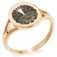 thumbnail image 1 of Stainless Steel Tsugara Samurai Crest Minimalist Oval Top Polished Statement Signet Ring, 1 of 1