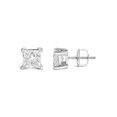 thumbnail image 3 of Haus of Brilliance 14K White Gold 2.0 Cttw Womens Princess Cut Lab-Grown Diamond Solitaire Stud Screw On Back 4-Prong Earrings (F-G Color, VS2-SI1 Clarity), 3 of 6