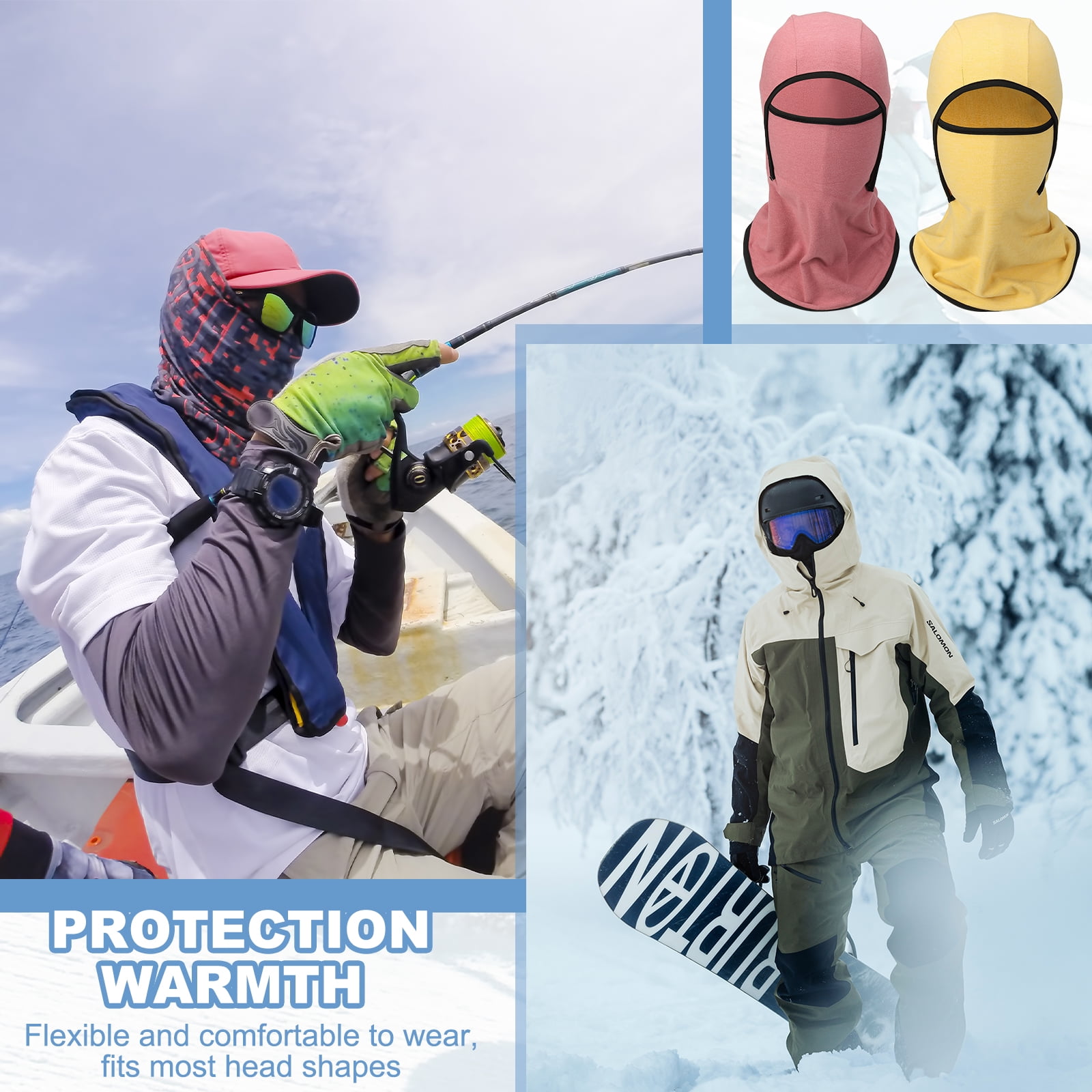 Uxcell Warm Balaclava Ski Mask, Ski Balaclava Winter Mask Full Face Windproof Cold Weather Gear, Polyester& Spandex& 2Pcs& Rose Red -Fitting for (Men/Women/Outdoor/Skiing/Cycling)