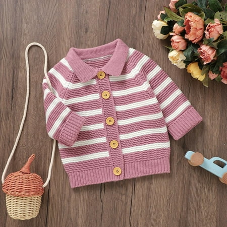 

LYCAQL Baby Boy Clothes Baby Girls Boys Long Sleeve Turn Down Collar Sweaters Warm Jacket Cotton Knit 5t (Pink 9-12 Months)