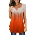 thumbnail image 2 of QLEICOM Womens Summer Tops Oversized T-shirts Short Sleeve V-Neck Tie-dye Casual Loose Tunic Tank Tops Women Shirts Blouses Orange 4XL, 2 of 4