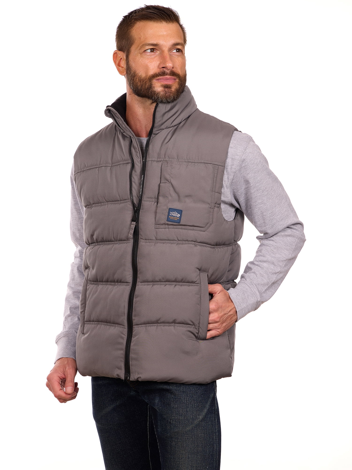 Bass Creek Outfitters Men's Double Needle Quilted Puffer Vest, Sizes M-XXL
