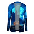 thumbnail image 6 of Halloween Cardigan for Women Pumpkin Long Sleeve Cardigan Fall Open Front Cardigan Halloween Print Medium Length Coat,Blue,XL, 6 of 8