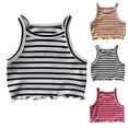 thumbnail image 4 of ZACPNCV Girl's Striped Tank Top Lettuce Trim Sleeveless Crew Neck Ribbed Casual Tops Red 3-4 Years, 4 of 4