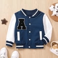 thumbnail image 2 of Ticikt Soft Cotton Kids Letter Baseball Jacket, Color Block Raglan Sleeve Warm Outerwear for Back To School Children,Blue, 2 of 4