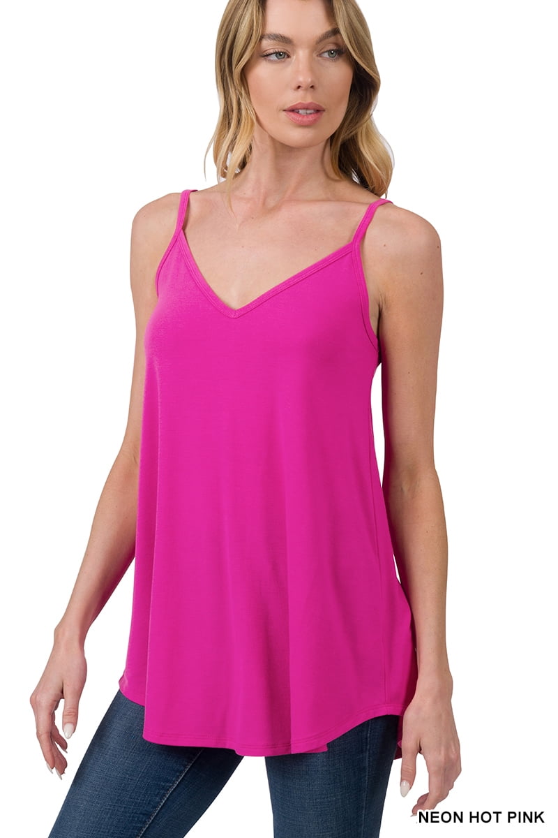 Zenana Women & Plus Front and Back Reversible Spaghetti Strap Flowy ...