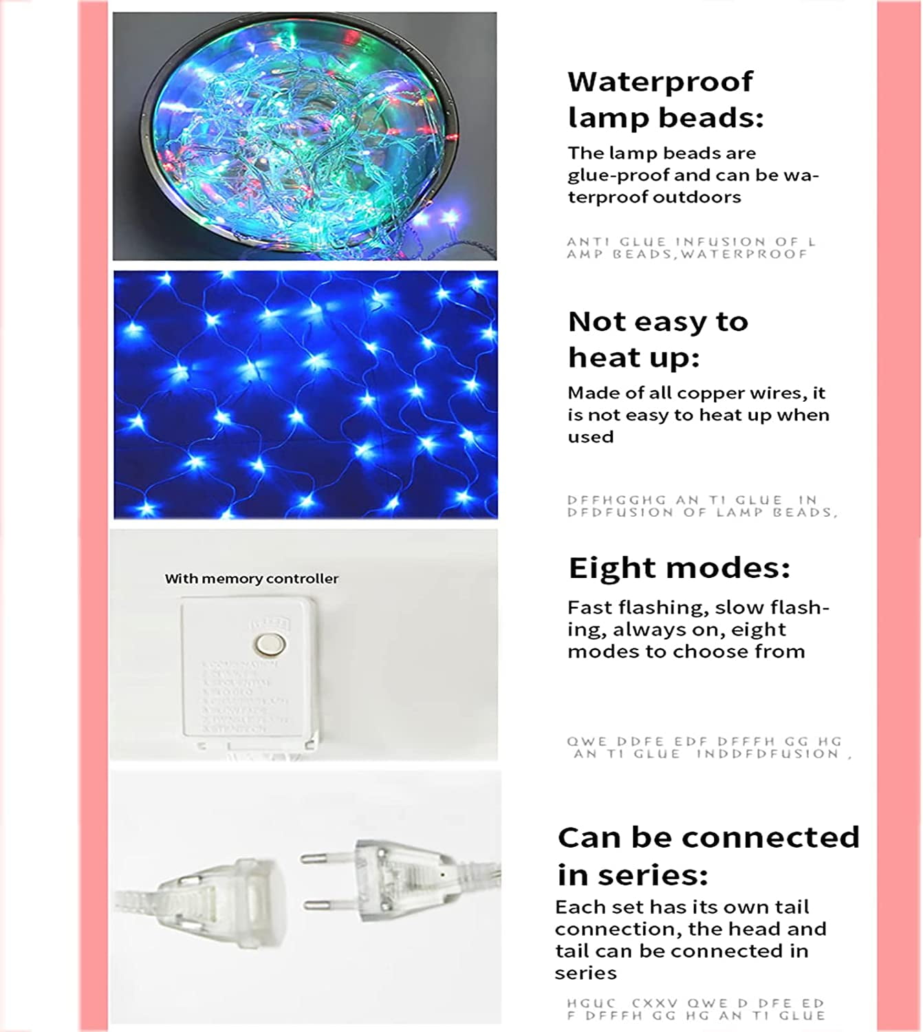 MAMOWEAR Fairy Net Lights Outdoor 10ft x 6.5ft Plug-in 8 Modes LED Light Ropes & Strings (200 Pack)