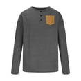 thumbnail image 3 of Men's Casual T-Shirt Men's Slim-Fit Long-Sleeve Waffle Henley Shirt Regular Fit Lightweight Fashion Tee Casual Stylish Long Sleeve Button V Neck Tops Basic T-Shirt with Pocket, 3 of 5