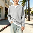 thumbnail image 4 of Abcomgle Kids Long Sleeve Shirt Boys 10-12 Henley Fall Tshirts for Boys Casual Basic Boys Tops Soft Fake Two Piece Layering for Boys, 4 of 5