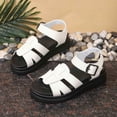 thumbnail image 3 of HomeDM Womens Platform Sandals Open Toe Slip On Buckle Ankle Strap Wedge Casual Summer Beach Sandals, Beige Size 6, 3 of 9
