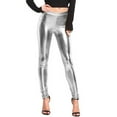 thumbnail image 6 of Jesscasday Women Metallic PU Leather Leggings Elastic High Waist Tights Trousers Clubwear, 6 of 9