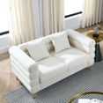 thumbnail image 2 of YYAo 60" Sectional Couches with Oversized 2 Seater and 2 Pillows, Comfortable Sofa with Deep Seating for Living Room, Bedroom, Office, White Teddy, 2 of 7