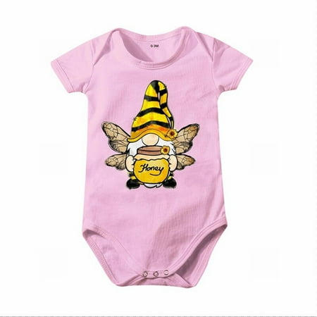 

Rompers for Baby Girls Long Sleeve Boys And Girls Bee Festival Cartoon Print Honey Short Sleeved Crawl Clothes 1 To 10 Years Old Children Warm Shirt Toddler