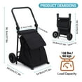 thumbnail image 4 of Danolapsi Trolley Dolly with Seat,2 in 1 Foldable Shopping Cart,Grocery Cart with Seat,2 Wheels Grocery Cart with 123 L Large Capacity Waterproof Bag,Portable Trolley Dolly Utility Cart,Black,132 LBS, 4 of 7
