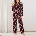 thumbnail image 2 of Honeii New Year Flamingo Print Women's Pajama Sets Long Sleeve Button Down Sleepwear Nightwear Soft Pjs Lounge Sets 2PCS-XX-Large, 2 of 7