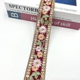 thumbnail image 3 of 10 Yards 1.57 Inch Flower Jacquard Ribbon Embroidered Sequin Beads Red Embroidery Trim Tape Boho Floral Fabric Applique Ribbons for Sewing Making Crafts Clothes Christmas Embellishment Decor, 3 of 9