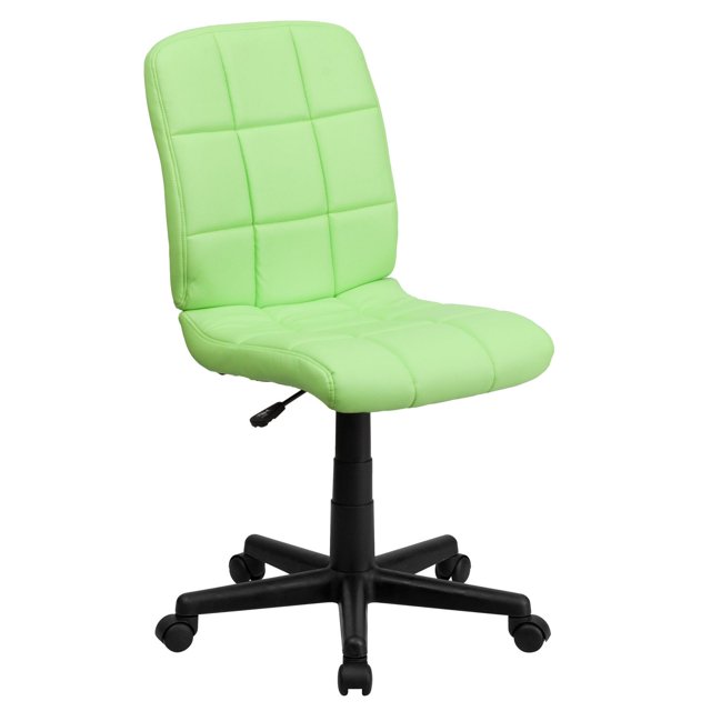 Mid-Back Green Quilted Vinyl Swivel Task Chair