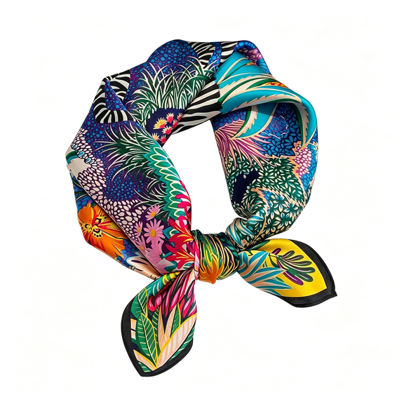 TELOLY 100% Mulberry Silk Neck Scarf-21'' X 21'' Lightweight Neckerchief-Women Men Small Square Digital Printed Scarves Elegant Silk Scarf for Women