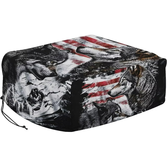 American Flag Wolf RV Air Conditioner Cover for Most RV Camper Air Conditioner, Lightweight Outdoor Air Conditioner Cushion for Winter, Easy to Install