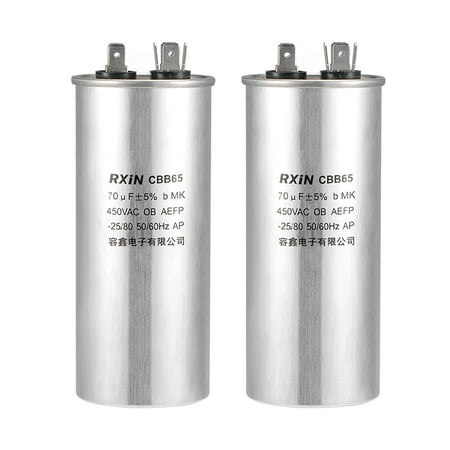 

Uxcell 70uf AC 450V 50/60 Hz CBB65 Motor Run Capacitor 2 Pack