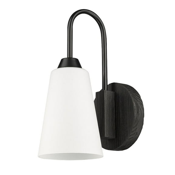 Golden Lighting Neela 1-Light Wall Sconce in Matte Black with Opal Glass