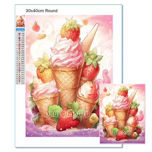 Kit de punto de cruz de pintura de diamantes de dibujos animados 5d, bordado de mosaico de diamantes de helado de gato, adecuado para niños, regalo DIY, decoración del hogar