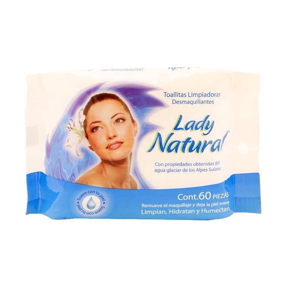 Toallitas desmaquillantes Lady Natural 60 pzas
