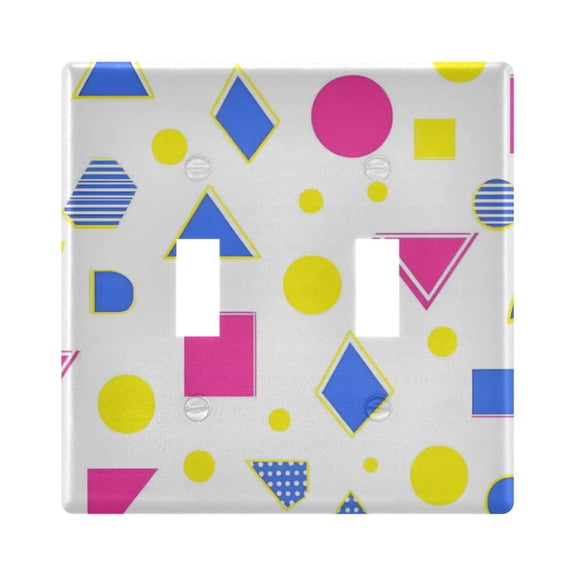 Yayeee Toggle Light Switch Wall Plate 2-Gang 4.56"x4.48" Decorative Outlet Cover, Yellow Retro Round