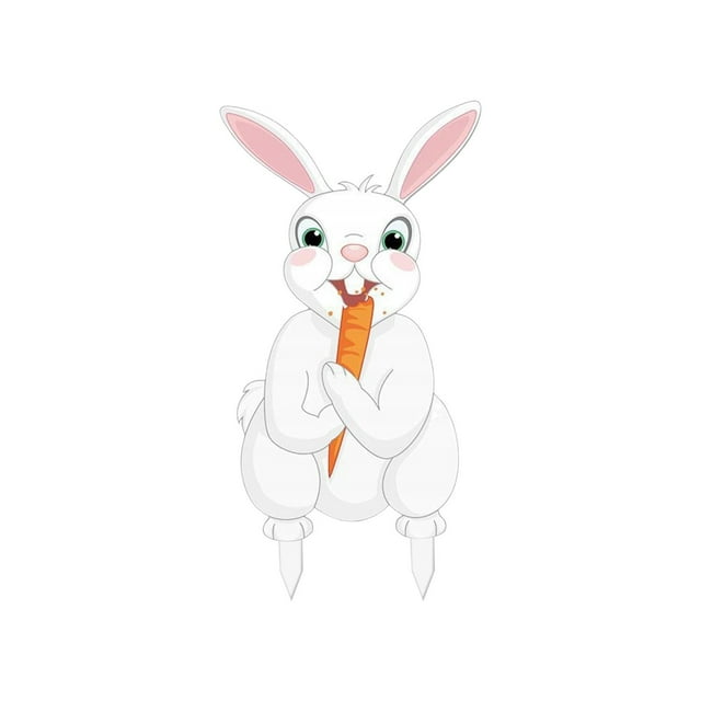 Easter Wooden Bunny & Carrot Garden Insert - Weather-Resistant, Easy to Install, Suitable for Garden/Backyard, Festive Decor & Gift