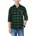 thumbnail image 6 of CYRBOKO Boys' Button Down Plaid Shirts, Long Sleeve Loose Breatable Fall Lightweight Outerwear with Pocket Green Size 8-9 T, 6 of 7