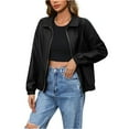 thumbnail image 2 of CharmCyan Women's Casual Long-Sleeved Solid Color PU Motorcycle Leather Jacket Black M, 2 of 2