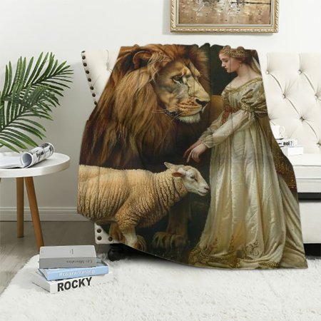 Autua Lion Lambs Warm Lightweight Blanket Soft Fleece Blankets All Seasons Sofa Decor Cow Gifts Blanket 40x50in