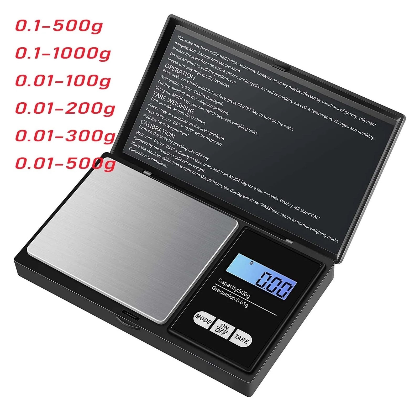 Digital Pocket Jewelry Mini Stainless Steel Electronic Scale Gold Gram Balance Weight Scale Portable ,Multiple Accessories