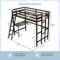 thumbnail image 3 of Costway Twin Size Loft Bed w/ Desk & Shelf 2 Ladders & Guard Rail for Kids Teens Bedroom Brown/Grey/White, 3 of 10