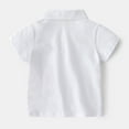 thumbnail image 2 of Gubotare Boys Uniform Shirts Short Sleeve Little Boys Polo Shirt Cute Stripe Plain Summer (White,18-24 Months), 2 of 5