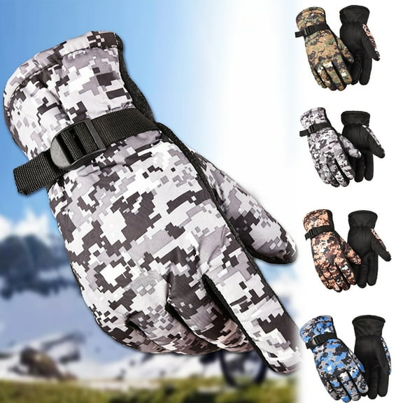 Sunjoy Tech 1 Pair Winter Camouflage Cycling Gloves,Windproof Waterproof Gloves for Men Women Full Finger Outdoor Warm Motorcycle Snow Skiing Gloves