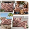 thumbnail image 5 of Red Boho Outdoor Waterproof Pillow Covers, Country Vintage Aesthetic Ethnic Aesthetics Decorative Square Throw Pillowcase Sofa Cushion Sham for Patio/Couch/Chair, 16"x16" 2 Pack, 5 of 8