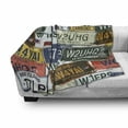 thumbnail image 2 of Vintage Soft Flannel Fleece Throw Blanket, Original Retro Style License Plates Personalized Creative Travel Vacation, Cozy Plush for Indoor and Outdoor Use, 60" x 80", Green Blue Yellow, by Ambesonne, 2 of 5