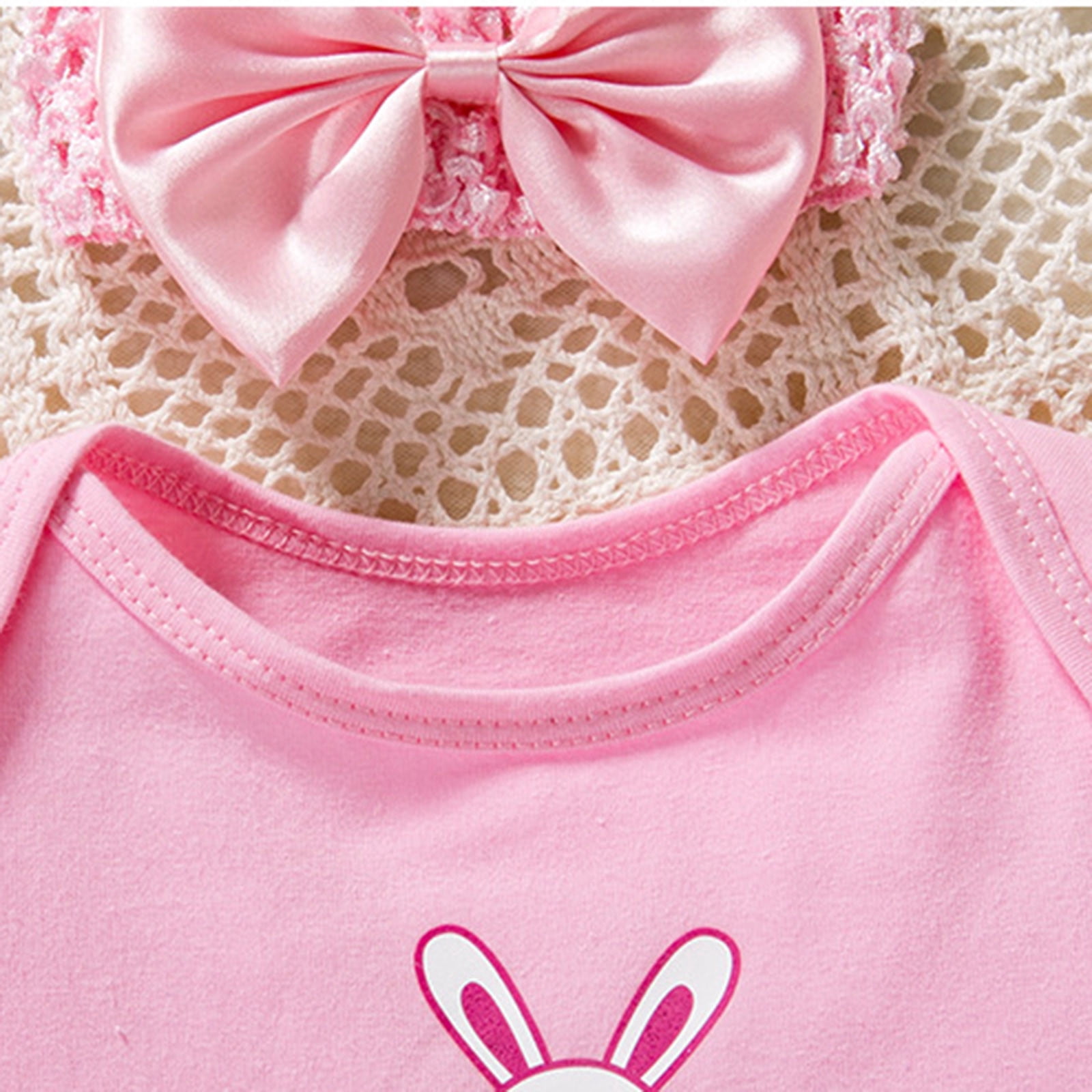 Easter Outfit Girl Baby Girls My 1St Easter Bunny Eggs Print Romper Tutu Dress Headband Shoes 3 Piece Outfit My First Easter Pink 0 Months-3 Months