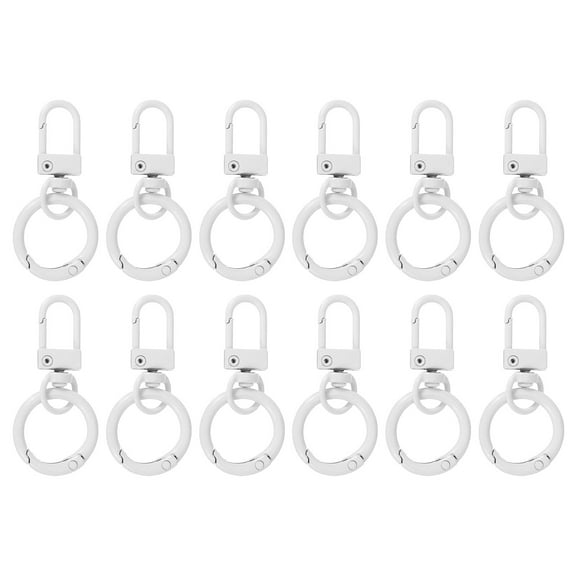 Uxcell 12 Pcs Lobster Claw Clasp, Colorful Metal Keychain Clasp Swivel Hooks with Spring Key Rings Trigger Clips for Bag Door Key Chains DIY Craft Jewelry Making, White