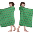 thumbnail image 4 of Green Bigfoot and Campfire Pattern Hooded Bath Towel，60"x35" for Ages 3 To 12 Kids, Quick Dry Lightweight Soft Microfiber Hood Beach Towel Cover Up for Kids, 4 of 7