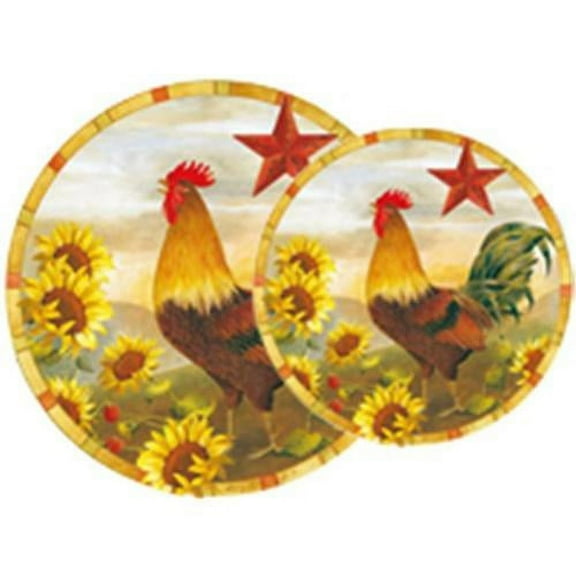 Round Electric Stovetop Burner Cover Set of 4, Rooster Morning