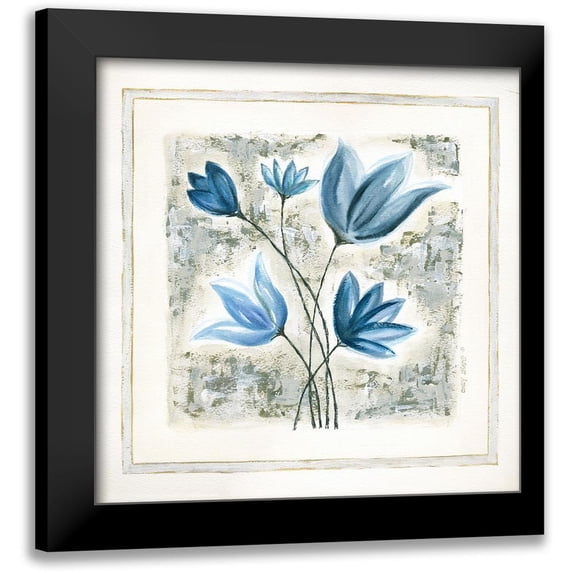 Shamp, Cindy 12x12 Black Modern Framed Museum Art Print Titled - Blue Flowers II