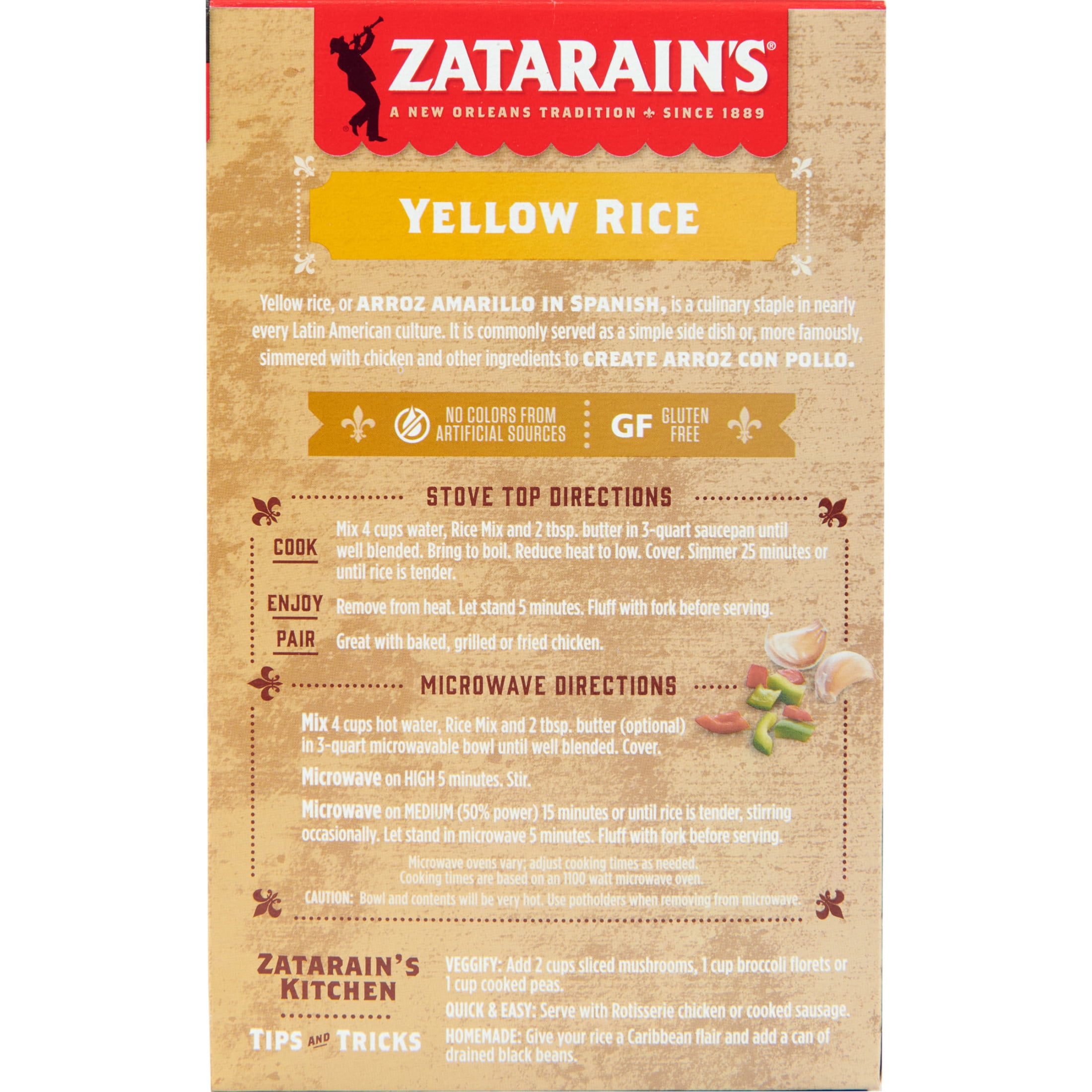 (4 pack) Zatarain's Gluten Free Yellow Rice, 15.0 oz Box