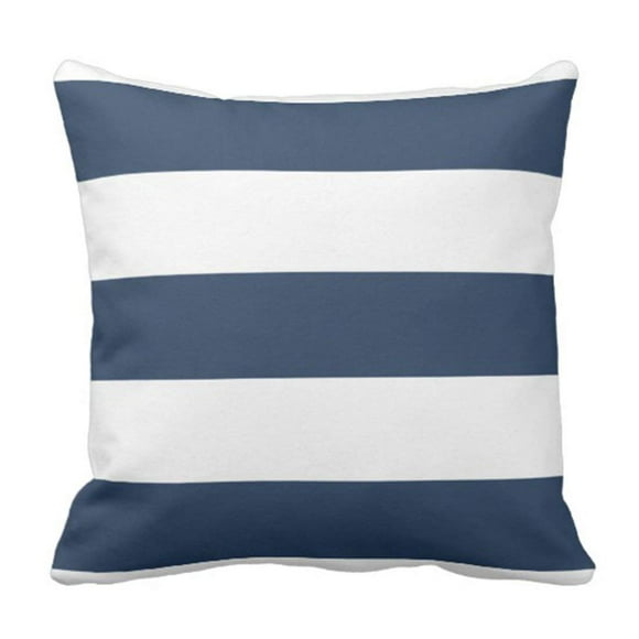 RYLABLUE Stripes Designer Nautical Navy Blue and White Bolster Pillowcase Cover 20x20 inch