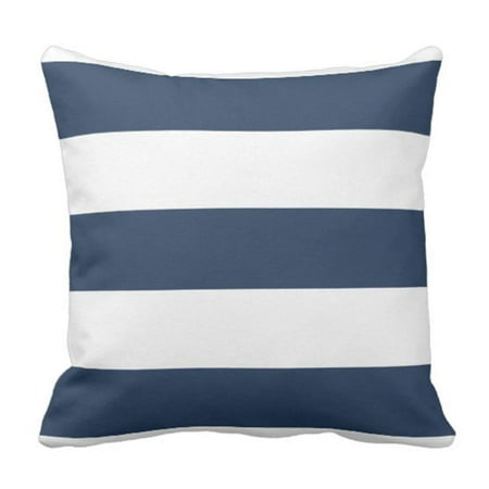 Bowser Stripe - ARTJIA Stripes Designer Nautical Navy Blue and White Bolster Pillowcase Cover 20x20 inch
