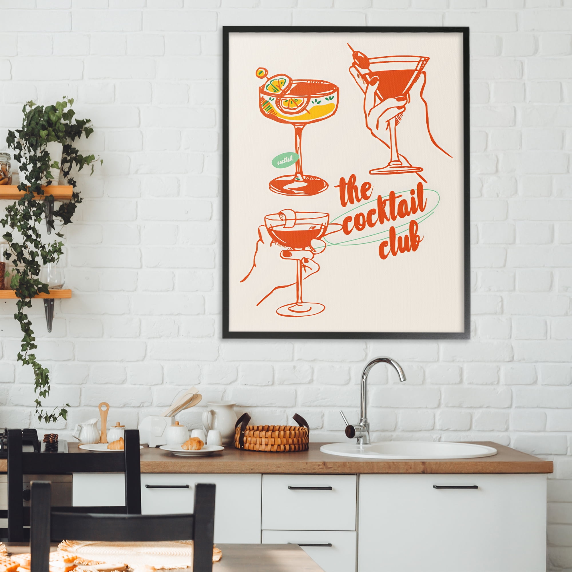 Stupell Industries Cocktail Club Toasting Glasses Black Framed Giclee Art, design by The Prints Vibe