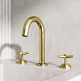 thumbnail image 3 of VIGO Jewel 9 in. H 2-Handle High-Arc Widespread Bathroom Faucet with Cross Handles in Matte Brushed Gold, 3 of 13