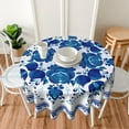 thumbnail image 5 of Round Tablecloth Blue Flowers Table Cloths Waterproof Table Cover for Wedding Party Dining Holiday Banquet, 5 of 6